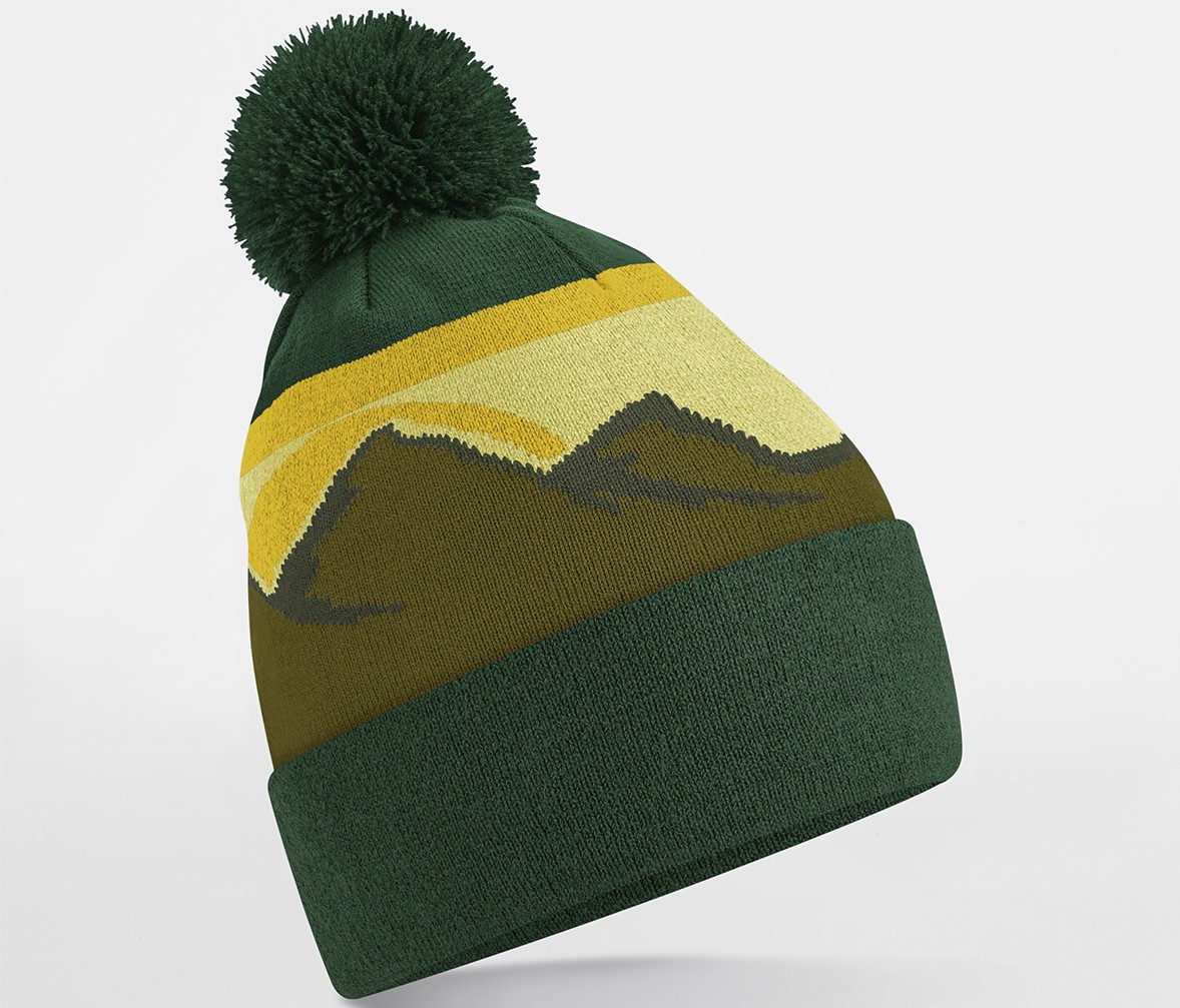 BF395R_5C_front POMPOM MOUNTAIN PEAKS BEANIE – Image 1