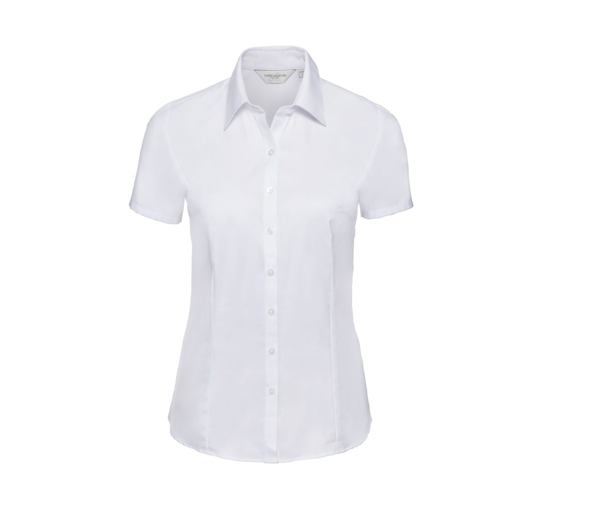 LADIES' SHORT SLEEVE TAILORED HERRINGBONE SHIRT – Image 3
